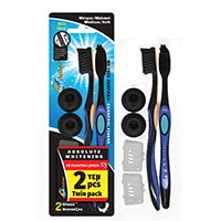 Οδοντόβουρτσα absolute whitening με ίνες άνθρακα, καπάκι & βεντουζα 2 τεμ.